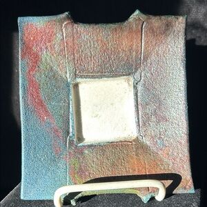 VTG Square Raku Plate Studio Pottery Art Plate